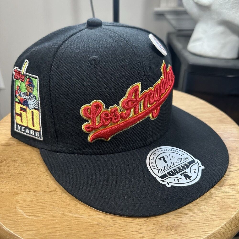 Los Angeles Dodgers Mitchell & Ness X Topps Hat NWT 7 1/2 MLB 2001 Logo Black